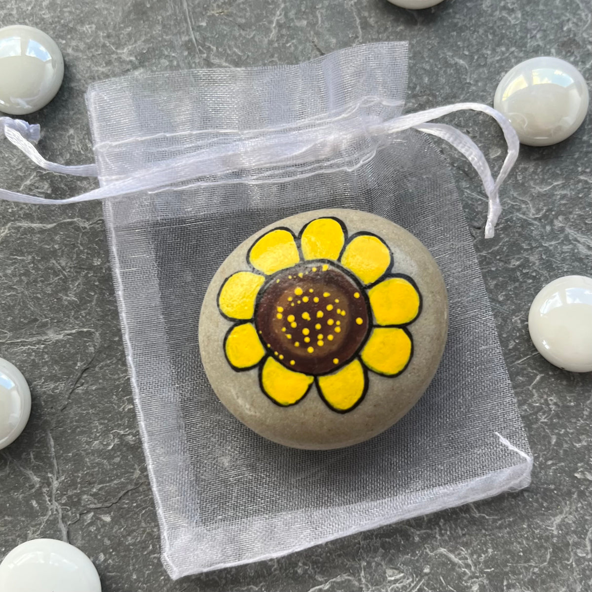 Sunflower Hand Painted Stone