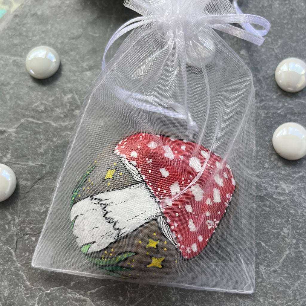 Magical Toadstool Mushroom Hand Painted Rock