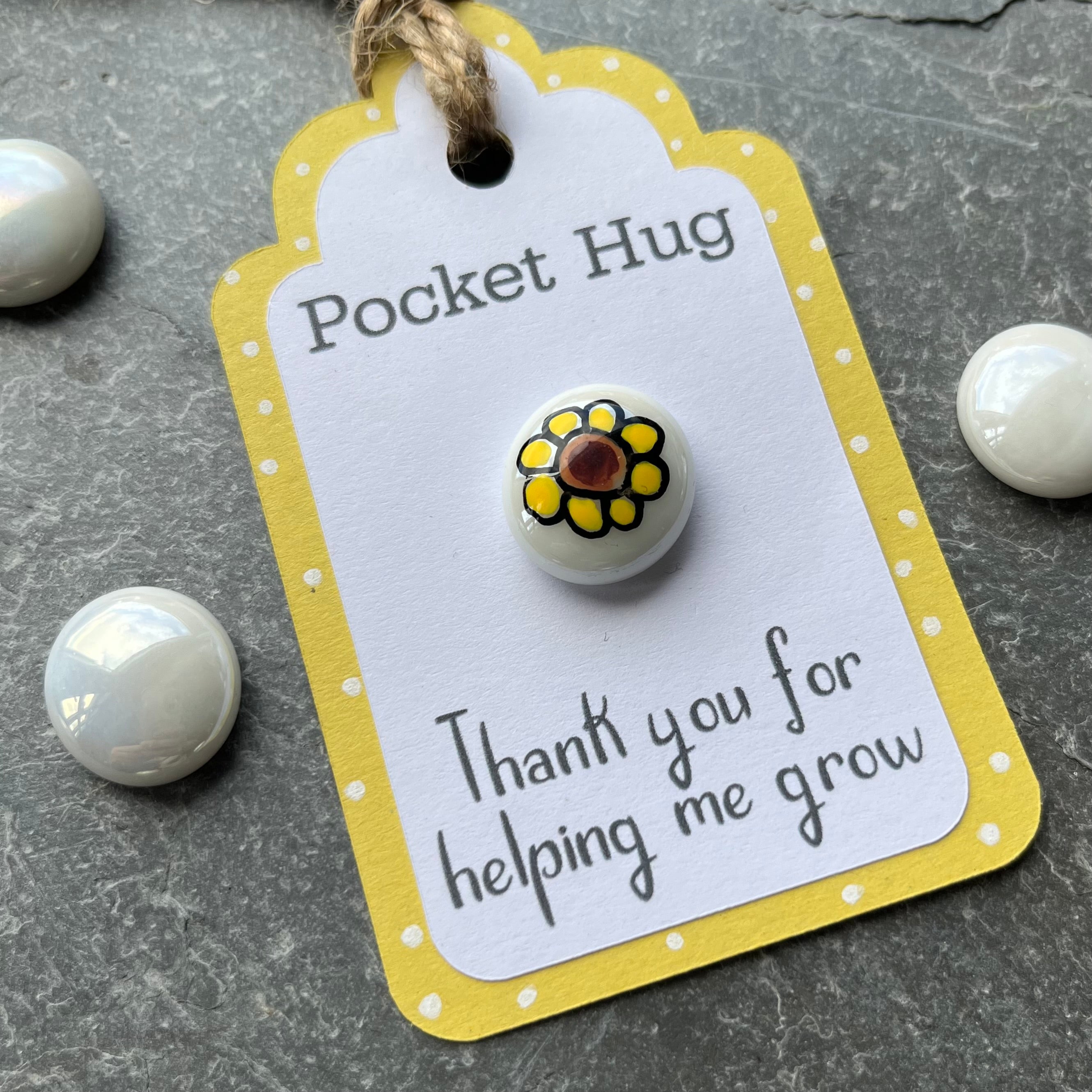 Tiny Pocket Hug Stone - Thank You For Helping Me grow