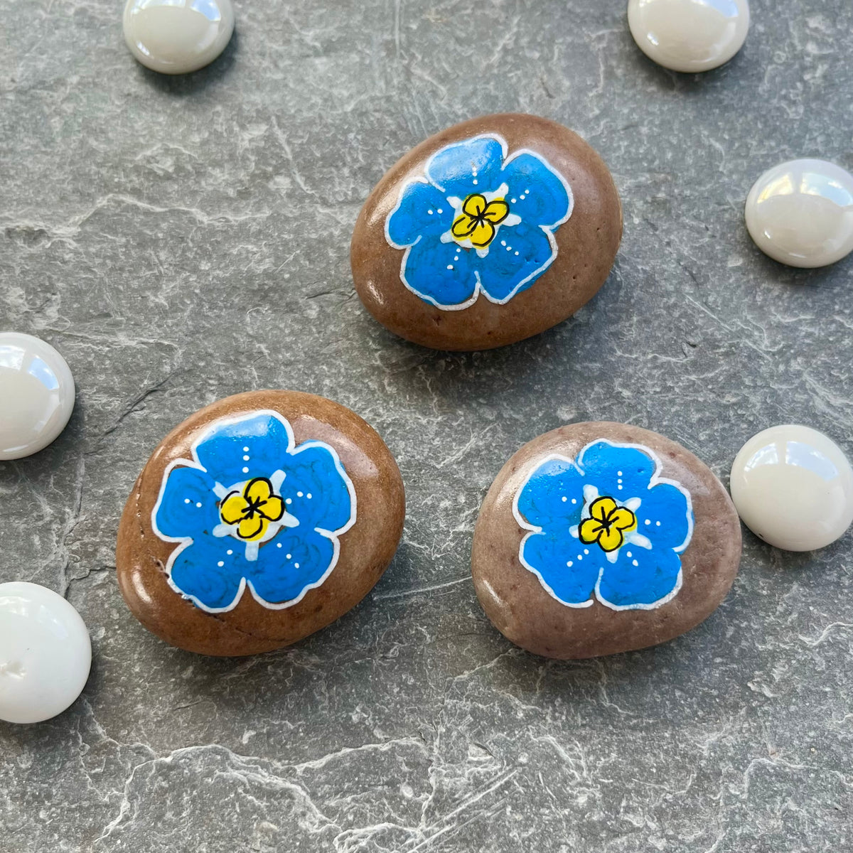 Forget Me Not Hand Painted Stone – Sympathy Keepsake Gift UK