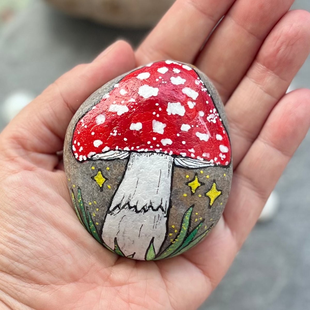 Magical Toadstool Mushroom Hand Painted Rock