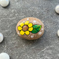 Sunflower & Leaf Hand Painted Stone