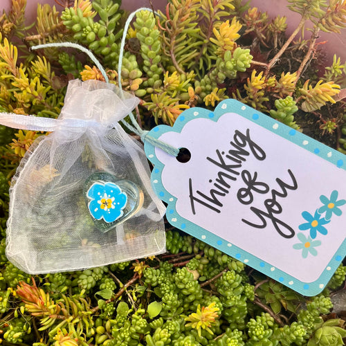 Glass Heart - Forget me not flower