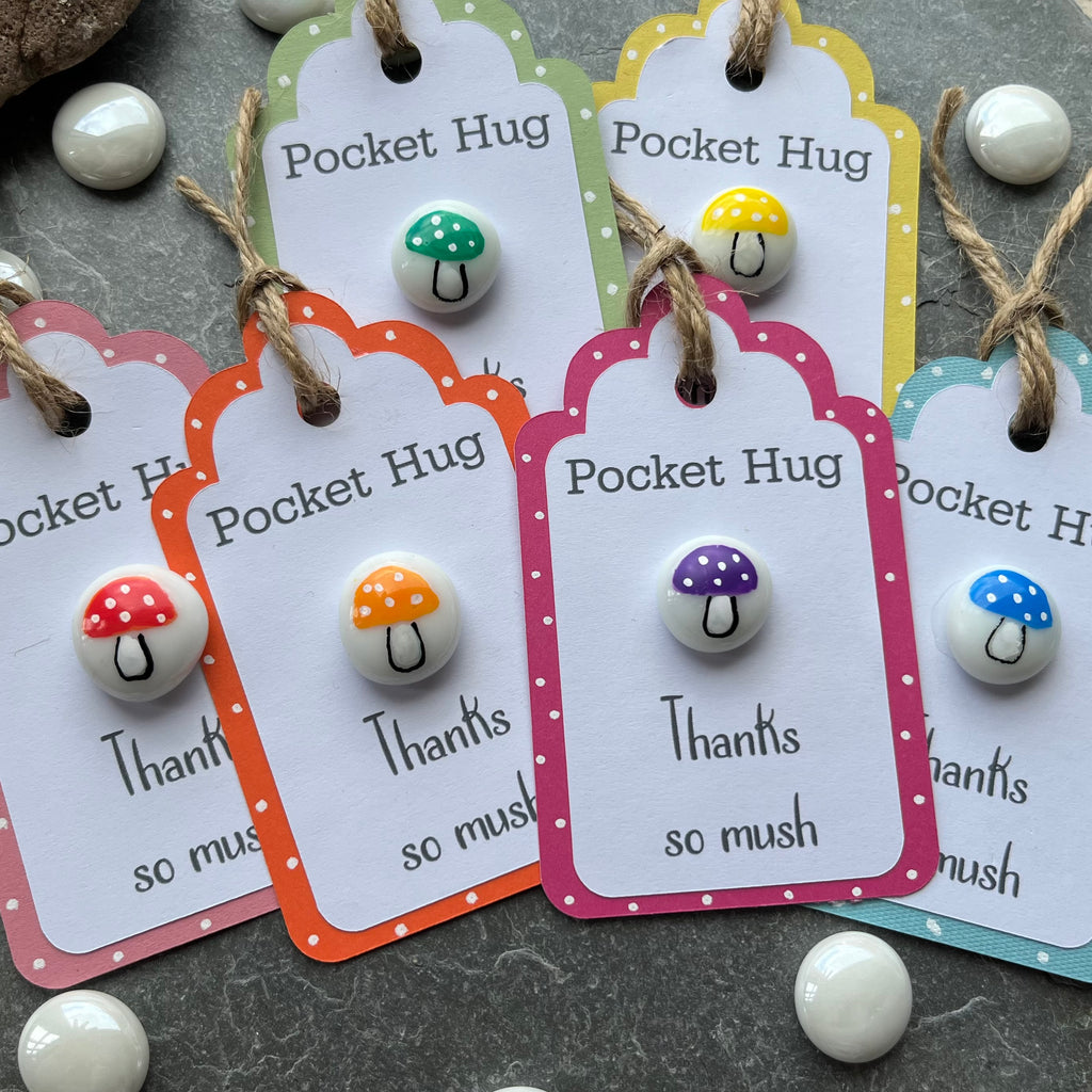 Tiny Pocket Hug Stone - Thanks so mush - Toadstool