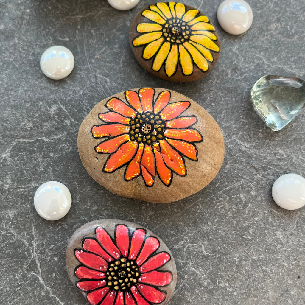 Gerbera Flowers - Set of 3 Stones