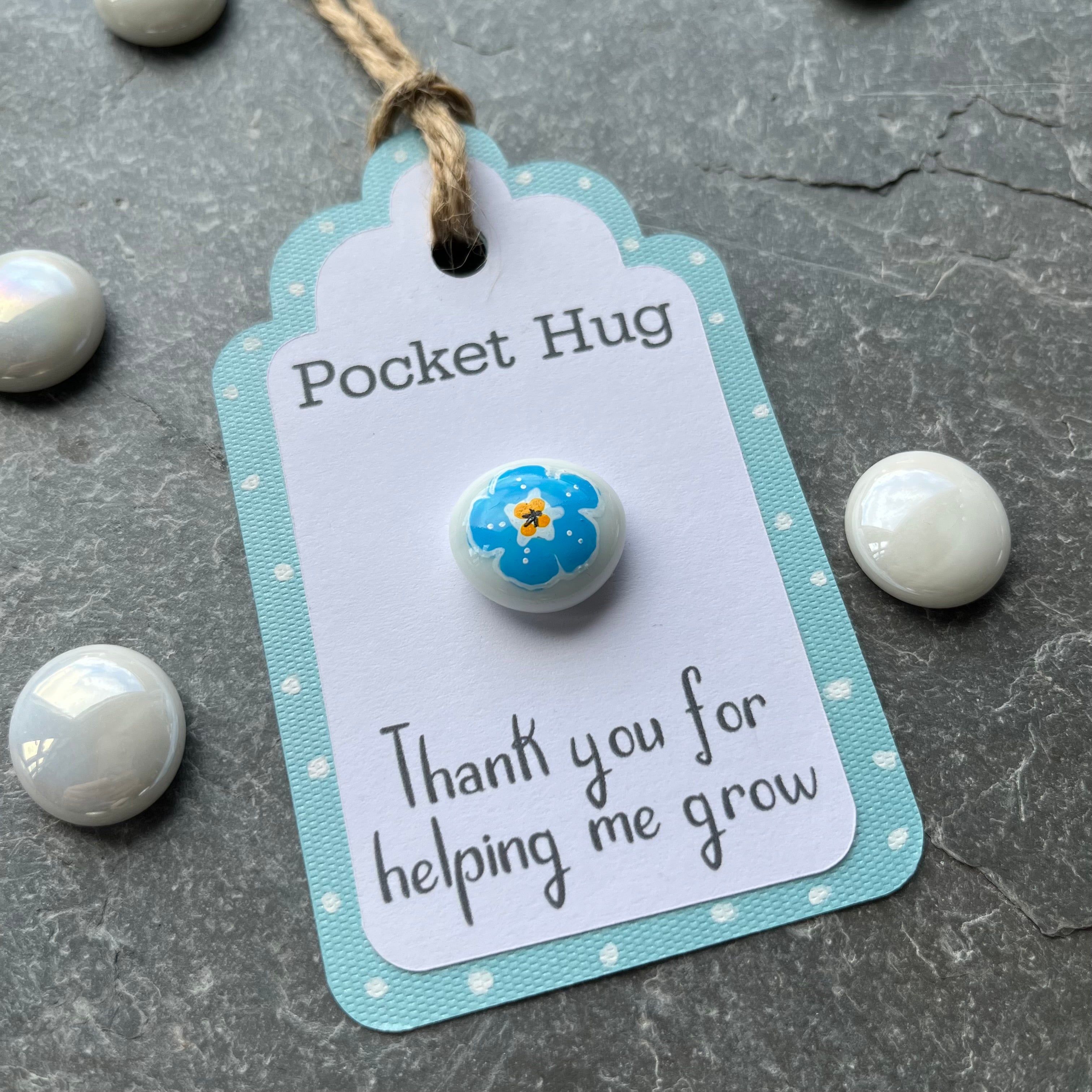 Tiny Pocket Hug Stone - Thank You For Helping Me grow
