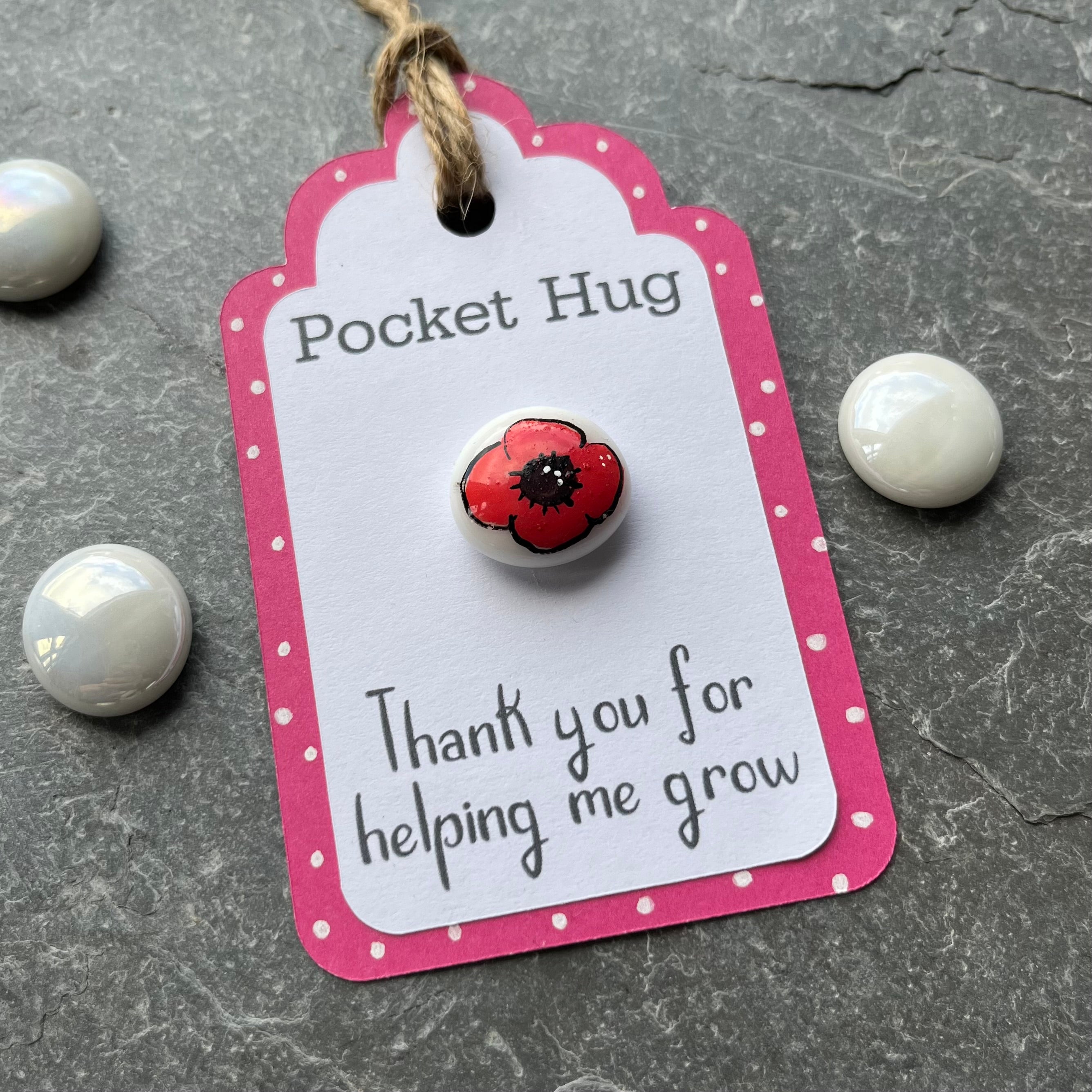 Tiny Pocket Hug Stone - Thank You For Helping Me grow